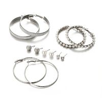Fashion Beads Scrub Big Circle Personality Stud Earrings 6 Pairs Set Nhpj138351 main image 4