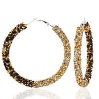 Modèle Coréen De Mode Boucles D'oreilles Femmes Exagéré Grand Cercle Micro Strass Deux-couleur Mixte De Boucles D'oreilles Boucles D'oreilles Boucles D'oreilles main image 12