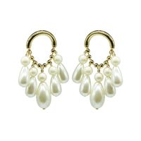 Fashion Oval Drop-shaped Beads White Earrings Nhnt138220 sku image 1