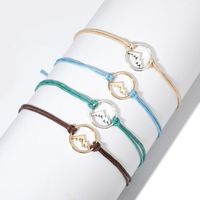 Colored Hollowed Out Tree Round Cross Turquoise Flower Bracelet Nhgy138317 sku image 3