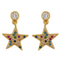 European And American Branches Colored Gemstone Five-pointed Star Earrings Nhas138337 sku image 2