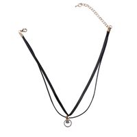 Sleek Minimalist Leather Double Clavicle Necklace Nhjq138362 sku image 2
