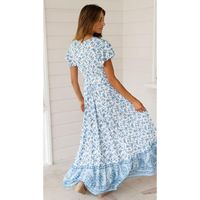 Large Swing V-neck Bohemian Skirt Beach Holiday Lace Print Dress Nhdf138510 main image 6