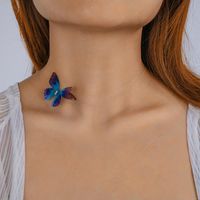 2019 Japanische Und Koreanische Neue Schmuck Mode Einfache Tüll Feder Schmetterling Unsichtbare Angelschnur Kurze Halskette main image 1