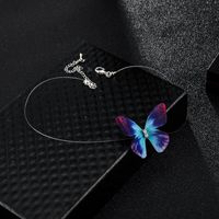 2019 Japanische Und Koreanische Neue Schmuck Mode Einfache Tüll Feder Schmetterling Unsichtbare Angelschnur Kurze Halskette main image 3