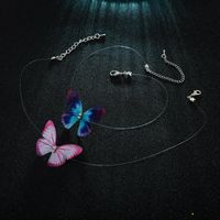 2019 Japanische Und Koreanische Neue Schmuck Mode Einfache Tüll Feder Schmetterling Unsichtbare Angelschnur Kurze Halskette main image 5