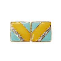 Fashion Yellow Blue Striped Square Stripe Gemstone Rhinestone Stud Earrings Nhom131658 main image 6