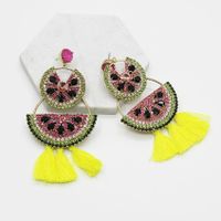 Fashion Color Flash Rhinestone Red Tassel Earrings Nhwj131667 main image 4