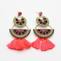 Fashion Color Flash Rhinestone Red Tassel Earrings Nhwj131667 main image 5