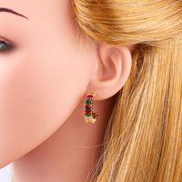 Original Design Geometric Semicircular C-wave Color Zircon Earrings Nhas131680 main image 6