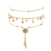 Fashion Rice Beads Beaded Six-pointed Star Pendant Alloy Anklet Bracelet 3 Piece Set Nhgy131625 sku image 1