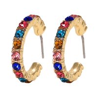 Super Fire C-shaped Alloy Rhinestone Earrings Nhjq131738 sku image 1
