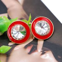 Colored Round Large Gemstone Earrings Nhom131751 sku image 3