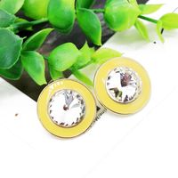 Colored Round Large Gemstone Earrings Nhom131751 sku image 5