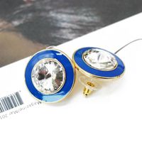 Colored Round Large Gemstone Earrings Nhom131751 sku image 6