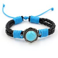 Ethnischer Schmuck Türkis Farbenes Leder Seil Gewebtes Armband Damen Armband Bohemian Handschmuck Großhandel main image 8