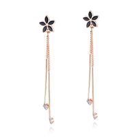 Fashion Tassel Long Flower Titanium Steel Earrings Nhop132274 main image 2