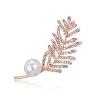 Koreanische Mode Perlen Brosche Damen Diamant Baum Blatt Brosche Brosche Hersteller Heißer Verkauf Im Außenhandel main image 3