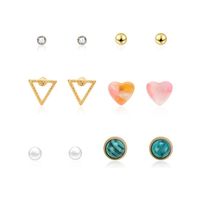 Fashion Heart-shaped Geometric Inverted Triangle Alloy Earrings Set Nhxs132476 main image 6