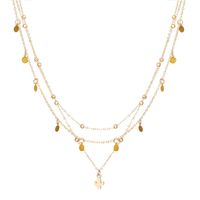 19070502 Han Zhishang Creative Vintage D'or Cactus Paillettes Multi-couche Collier  Nouveau Collier main image 4