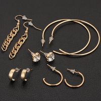 Creative Retro Simple Tassel Inlaid Rhinestone Earrings Set 5 Pairs Nhpj132538 main image 3
