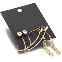 Creative Retro Simple Tassel Inlaid Rhinestone Earrings Set 5 Pairs Nhpj132538 main image 6