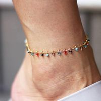 Creative Retro Simple Rainbow Color Glass Beads Anklet Bracelet Nhpj132578 main image 3