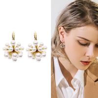 Style Coréen 2021 Nouveau Personnalisé Perle Artificielle Boucles D'oreilles Femmes Simple Gracieux Polyvalent Personnalité Rétro Crochet D'oreille Célébrité Internet Oreille Clip main image 1