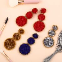 Fashion-shaped Round Mosaic Rice Beads Imitated Crystal Earrings Nhas132599 main image 3