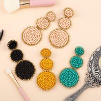 Fashion-shaped Round Mosaic Rice Beads Imitated Crystal Earrings Nhas132599 main image 4