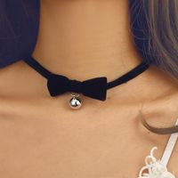 Korean Velvet Bell Velvet Bow Short Necklace Nhgy132614 main image 1