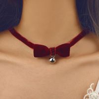 Korean Velvet Bell Velvet Bow Short Necklace Nhgy132614 main image 4