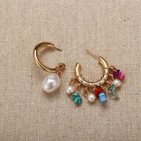 Creative Vintage Beads Colorful Natural Stone Earrings Nhpj132500 sku image 1