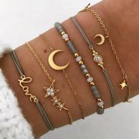 Fashion Simple Love Five-pointed Star Moon Combination Bracelet Six-piece Nhgy132568 sku image 7