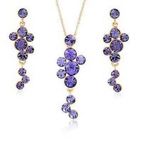 Fashionable Purple Grape Imitated Crystal Necklace Earring Set Nhlj138820 main image 1