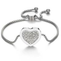 Femmes Japonais Et Coréen Chaud-vente De Bijoux Populaires Exquis Diamant-intégré Coeur Bracelet En Acier Inoxydable Réglable Bracelet D'une Seule Pièce De Livraison main image 1