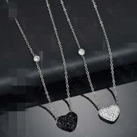 Simple And Stylish Rhinestone Heart-shaped Titanium Steel Necklace Nhhf138919 main image 6