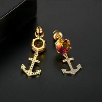 Creative Color Zircon Rudder Anchor Earrings Nhtm138926 main image 4