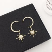 Fashion Micro-inlaid Zircon Crescent Star Earrings Nhwk138927 main image 1