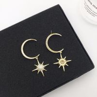 Fashion Micro-inlaid Zircon Crescent Star Earrings Nhwk138927 main image 4