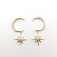 Fashion Micro-inlaid Zircon Crescent Star Earrings Nhwk138927 main image 6