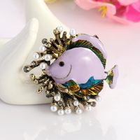 European And American New Marine Fish Corsage Accessories Coral Pearl Fish Dripping Oil Pearl Brooch Hot Wholesale main image 5