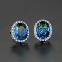 Simple Oval Copper Inlay Zircon Earrings Nhtm138999 main image 8