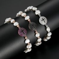 Jinseqi Perles Bracelet De Mode Coréenne Style Rond Croix Perle Bracelet Taille Réglable Bracelet Cadeau Femmes main image 5