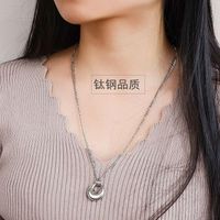 Hollow Oval Pendant With Stainless Steel Necklace Nhok139031 main image 4