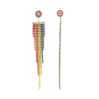 Fashion Rainbow Rhinestone Long Tassel Stud Earrings Nhdo138888 sku image 1