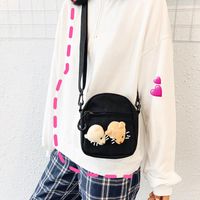 Japonais Harajuku Étudiants Mignon Tête D'ours De Bande Dessinée Toile Épaule Sac Mobile De Téléphone Sac Enfants Fun Drôle Personnalité Messenger Sac main image 3