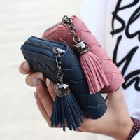 Korean Version Of The Large Tassel Solid Color Short Woven Solid Color Pu Leather Wallet Nhni141488 main image 6
