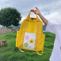 Korean Version Ins Small Fresh Flower Canvas Portable Backpack Nhhx141505 main image 1