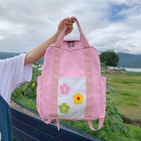 Korean Version Ins Small Fresh Flower Canvas Portable Backpack Nhhx141505 main image 3
